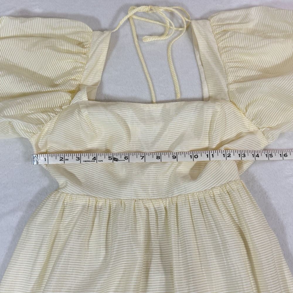 NWT Wayf Lucca Prairie Style Midi Dress Sz M Puff Sleeve Cutout Back Yellow Boho - Picture 11 of 13